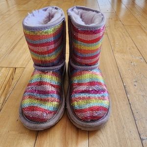 Uggs Youth/Girls Rainbow Sequin Boots Gently Used